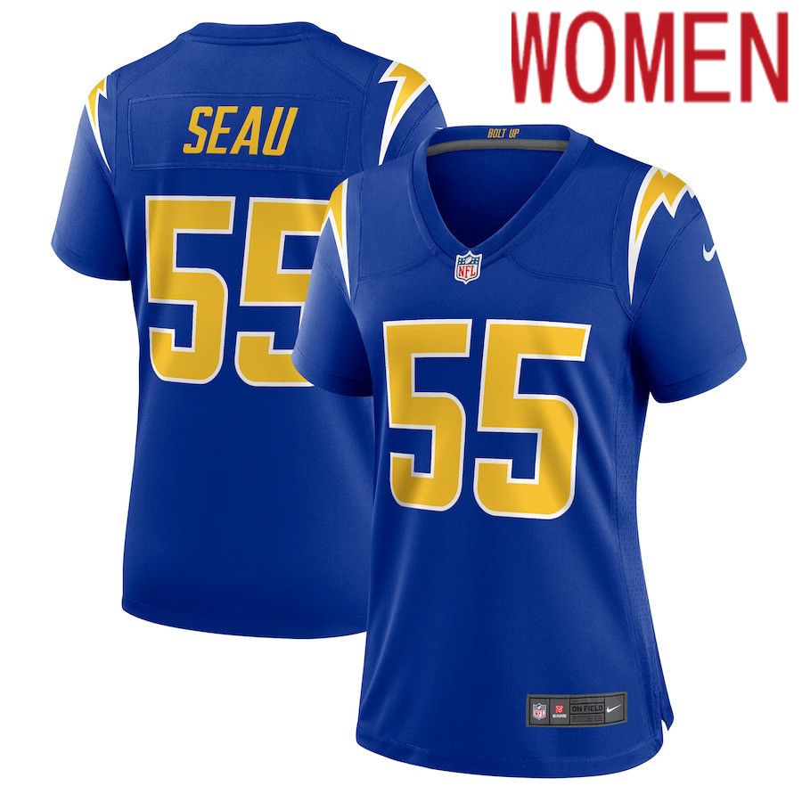 Women Los Angeles Chargers #55 Junior Seau Nike Royal Retired Game NFL Jersey